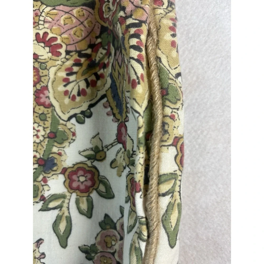 Pottery Barn Pillow‎ Shams 22x22 Pair Multicolor Cotton Floral W/ Jute Piping